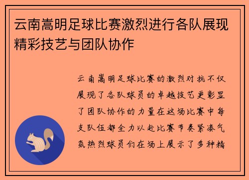 云南嵩明足球比赛激烈进行各队展现精彩技艺与团队协作